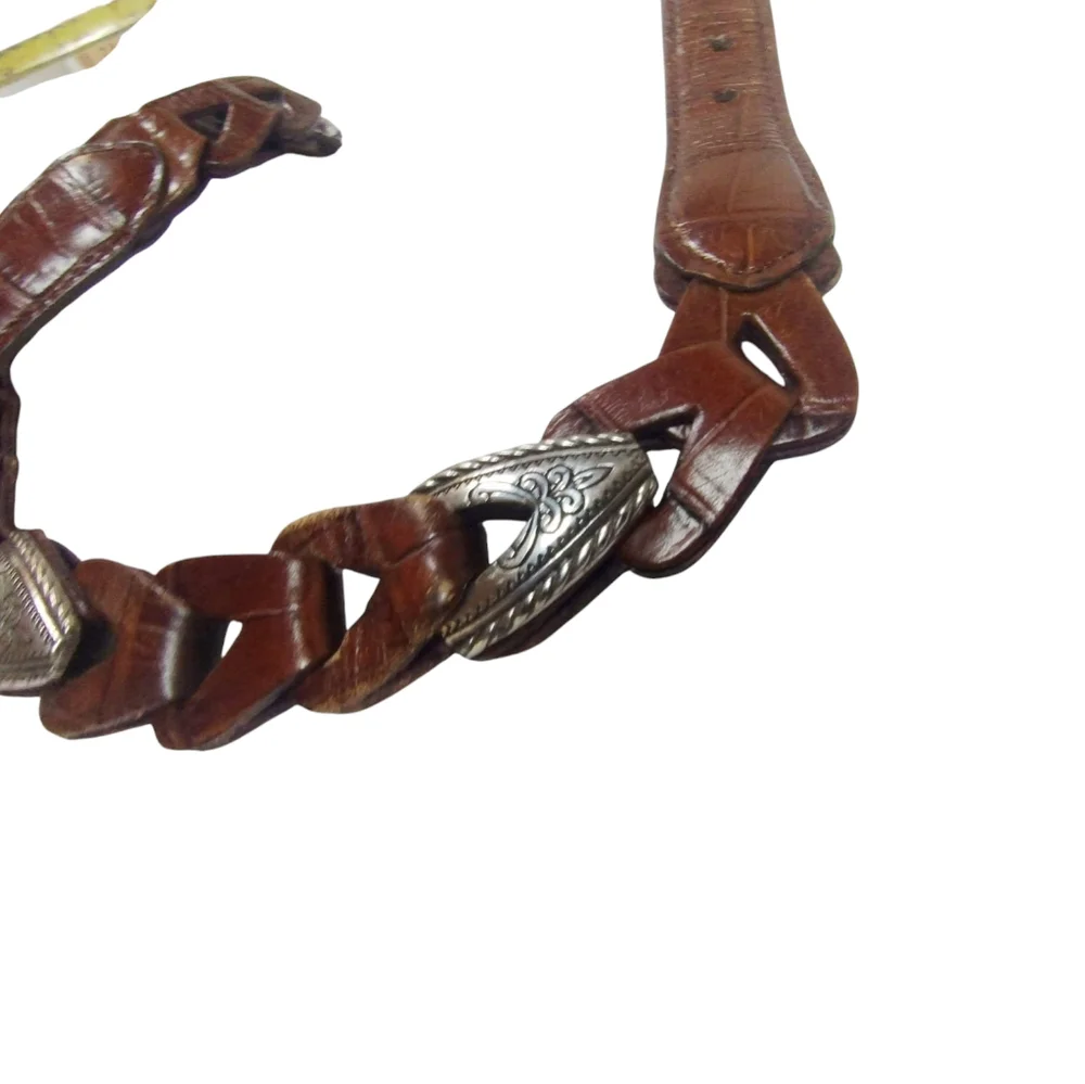 Vintage Brighton Women's Leather Linked Croc Print Belt size‎ 26 Small Western